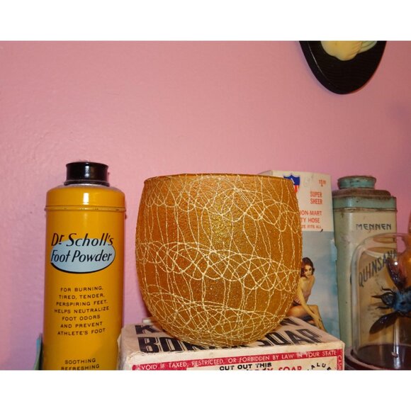 Vintage Yellow Spaghetti String Drink Glass 1970s cup - Picture 7 of 10